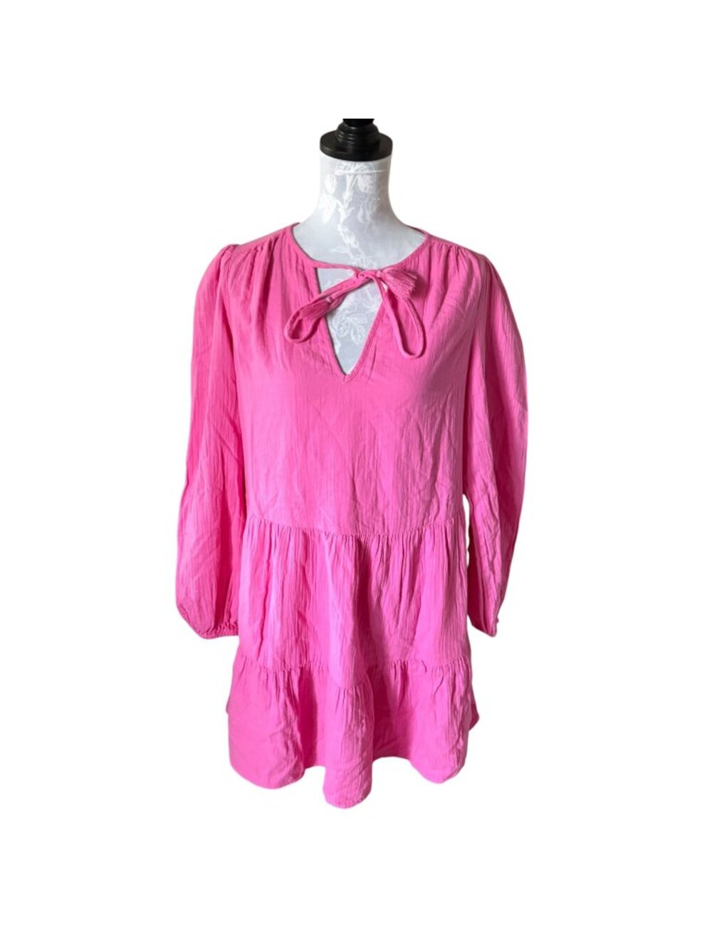 BODEN Festival Pink Long Sleeve Mini Dress Gauze Long Sleeve Size 8R NWT